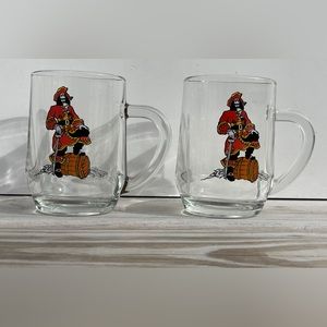 Two Vintage Captain Morgan Whiskey Glasses